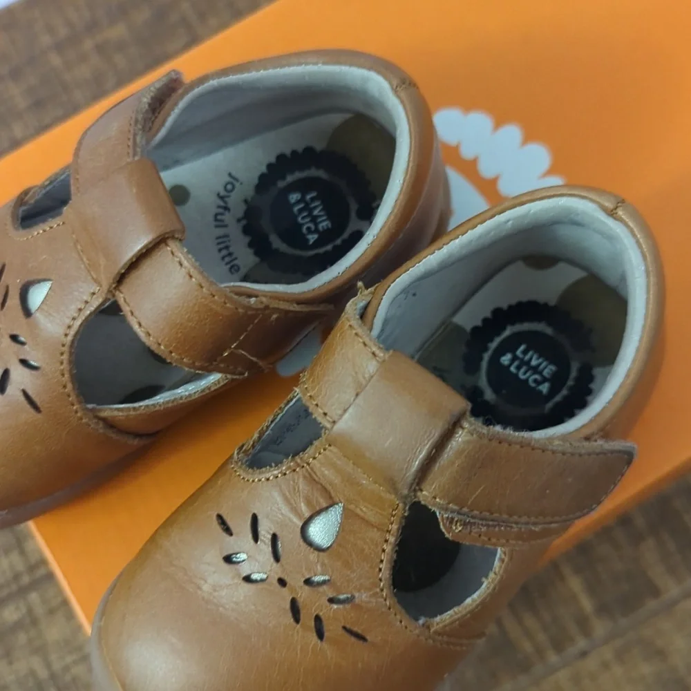 Like New Livie And Luca Brown Kids Shoes with Velcro Strap